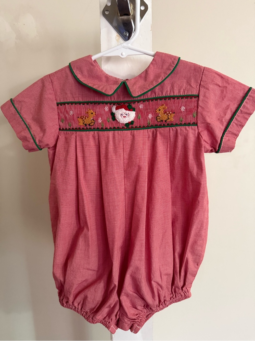 Beaux et Belles Smocked Christmas Bubble Romper